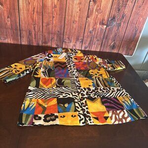 BEREK  ¾ Sleeve Animal Collage‎ Topper Jacket Multicolor Women Top size XL